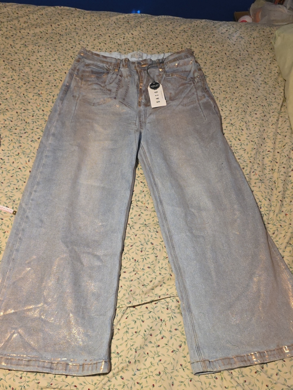 Shimmery Light Blue Wide-Leg Women's Jeans 2x